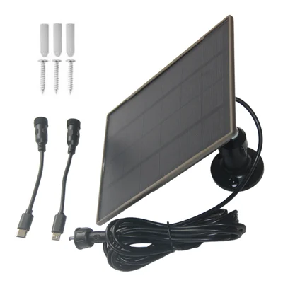 D-306 3W Zonnepaneel 6000mAh Batterij Zonnelader voor Beveiligingscamera met DC3.5 + Type-C Dubbele Poorten - Monokristallijn Silicium