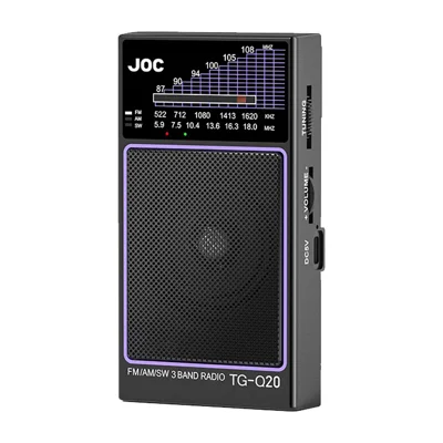 JOC TG-Q20 Portable FM/AM/SW 3 Bands Radio Rechargeable Pocket Radio Built-in 3W Speaker - Black