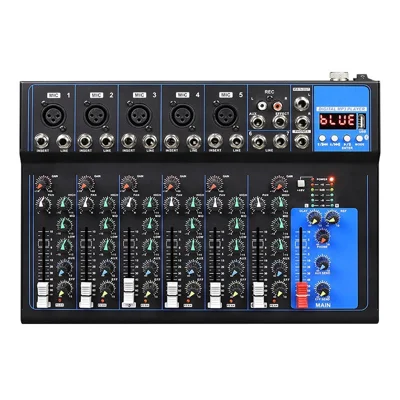 MG07BT 7-Channel Bluetooth-compatible Audio Mixer Professional Mixing Console for Recording DJ Stage Karaoke Music Application, EU Plug - 7-Channel