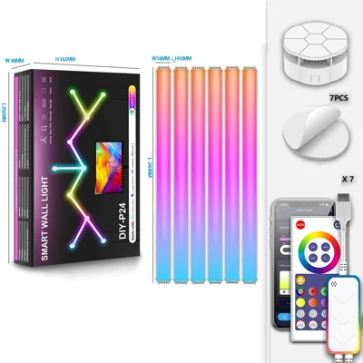 DIY024 6Pcs Tuya WiFi Smart Atmosphere Wall Lights Bluetooth-compatible DIY Modular RGBIC LED Music Sync APP Control Ambient Lamp - White