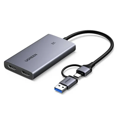 UGREEN CM726-25773 USB A / USB C 2 in 1 2K / 30Hz Video Capture Card mit 4K HD Loop-Out für Live-Streaming und Gaming