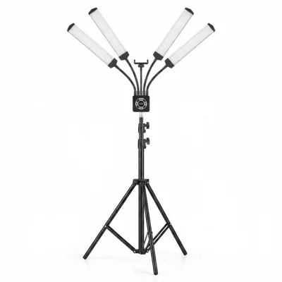 HD-150XJ 4-Arm Fill Light 3200K-5600K Einstellbare Fernbedienung 65 W LED-Fotolicht für Beauty, Live-Streaming – Schwarz