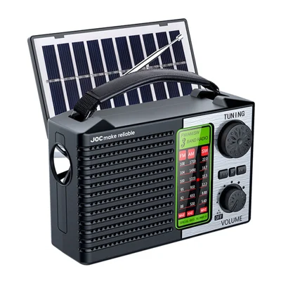 JOC TG-099BT-S FM/AM/SW 3-Band Solar Radio Bluetooth-compatible Speaker with Emergency Flashlight  - Black