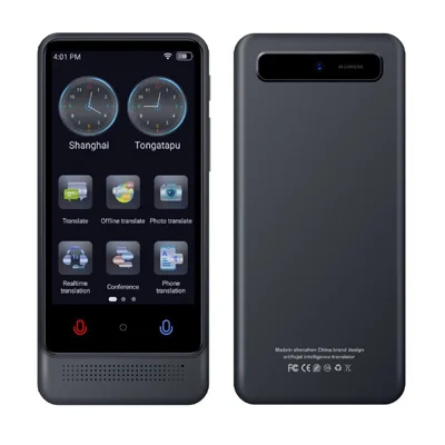 M12 4,01 po Traducteur vocal intelligent 1 Go + 16 Go de stockage 137 langues WiFi Photo Enregistrement AI Appareil de traduction - Noir