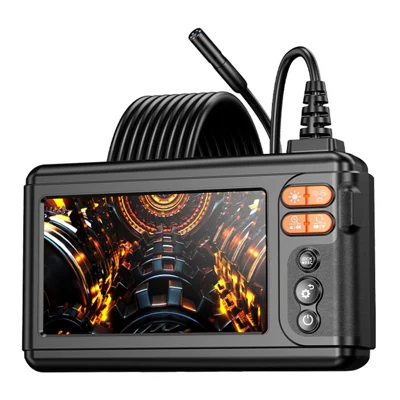 C50 8.5mm 5 Inch HD IPS Screen Industrial Endoscope with 5m Wire 1080P Dual Lens IP67 Waterproof Inspection Camera for Auto Engine Pipeline - Black