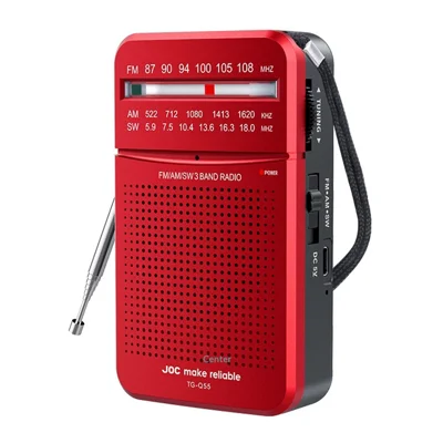 JOC TG-Q55 Portable Pointer Radio FM/AM/SW 3-Band 3W Speaker Pocket Radio for Travel - Red
