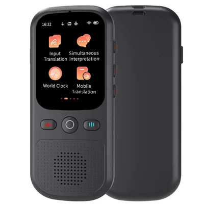 F5 Traducteur vocal IA avec écran tactile, traduction en ligne 142 langues avec traduction hors ligne pour voyage, affaires, apprentissage, 1+8 Go - Noir