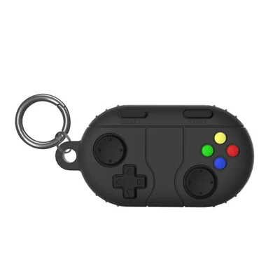 Coque en silicone liquide pour Samsung Galaxy SmartTag2, design de manette de jeu, housse de protection avec boucle à anneau - Gris foncé