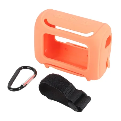 Silicone Case for JBL GO 5 Bluetooth-compatible Speaker Shockproof Protective Cover with Carabiner & Strap - Orange