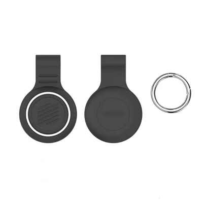 Silicone Case for Apple AirTag Bluetooth-compatible Tracker Dual Color Protective Cover with Anti-loss Clip - White