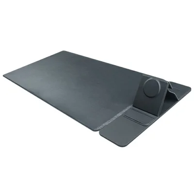 S111 Chargeur sans fil magnétique 3-en-1 Tapis de bureau pour bureau 15 W Chargeur rapide Tapis de souris pour téléphone montre écouteurs - Noir
