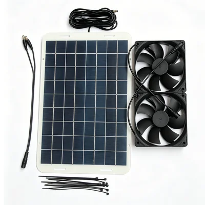 Sistema di Ventilazione per Casetta per Animali con Pannello Solare 15W 18V Impermeabile IP68 con Doppia Ventola e Connettore DC5521 - 330x230mm