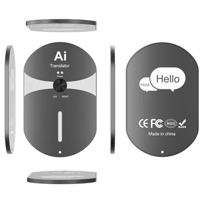 F8pro AI Magnetico Bluetooth Ultra-Sottile Traduttore 170mAh 138 Lingue Dispositivo di Traduzione Vocale e Testuale in Tempo Reale per Riunioni e Viaggi - Nero