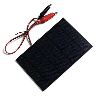 2.5W 5V Solar Panel Polycrystalline Silicon Solar Charging Board with Alligator Clips for Outdoor DIY Power Supply