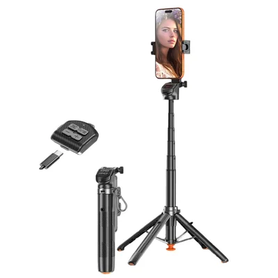 T35 Auto Pop-Up Extendable Tripod Bluetooth-compatible Selfie Stick with Remote Control for Photography - Black