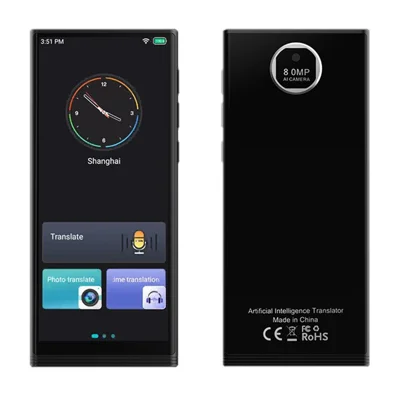 M18 Traducteur Vocal Intelligent 4,82 Pouces 1+16 Go WIFI Appareil de Traduction en Ligne avec Fonction Photo et Enregistrement - Noir
