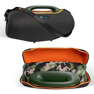 For JBL Boombox 4 Speaker EVA Hard Shell Storage Bag Shockproof Carrying Case with Shoulder Strap - GC-1873 Black