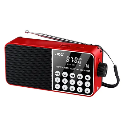 JOC 6128BT Digitalradio mit LED-Anzeige und Notbeleuchtung, Bluetooth-kompatibel, FM-Radio mit TF-Karten-Unterstützung - Rot