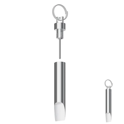 CS-03 Strumento di Riparazione Multifunzione 2 in 1 Apri Pacchi Portatile con Portachiavi Kit per Espulsione Scheda SIM in Lega - Argento