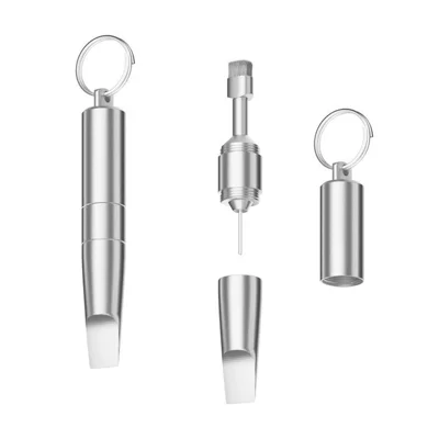 CS-02 3-in-1 Keychain Repair Tool Multi-function Portable SIM Card Ejector Pin Cleaning Brush Screwdriver for Phone Repair - Silver