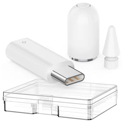 AHASTYLE WE41 Kit Adaptador USB-C para Pencil para Apple Pencil (1ª Geração) Compatível com Bluetooth com Pontas de Substituição + Tampa Magnética - Branco