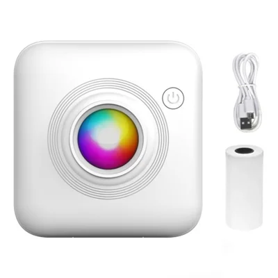 Мини-портативный термопринтер X3 с Bluetooth, 200 DPI, бесчернильный принтер с RGB-подсветкой для учебных заметок — белый