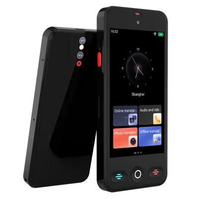 S10 Pro 2+16 Go Écran 4 pouces, dispositif de traduction vocale AI avec 148 langues en ligne WiFi enregistrement photo - Noir
