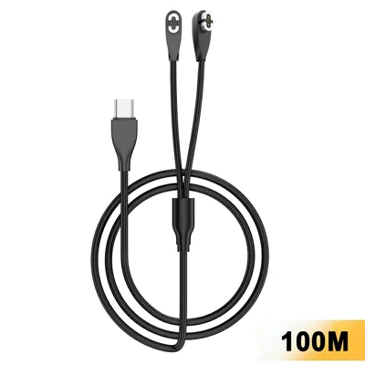 CM / 4P-2P-100CM 2 in 1 da Type-C a 4 Pin / 2 Pin Cavo di Ricarica Magnetico per Shokz Openswim Pro S710 / OpenRun Mini / OpenRun Pro S803 / S810 - Nero
