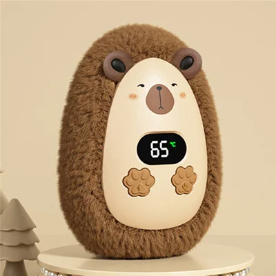 Calentador de Manos de Peluche con Dibujos Animados N10 1200mAh con Pantalla Digital de 3 Velocidades, Calentador Portátil de Bolsillo - Capibara
