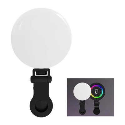 Luz de Preenchimento LED Mini RGB MJ-23, Lâmpada Portátil com Ímã e Clip, Ideal para Selfies e Transmissões em Direto