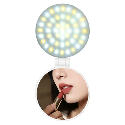 K-49 Luz de Selfie Portátil com Espelho de Maquilhagem, Luz LED Magnética de Preenchimento para Beleza, 3000K-6500K, para Fotografia e Transmissões em Direto - Branco