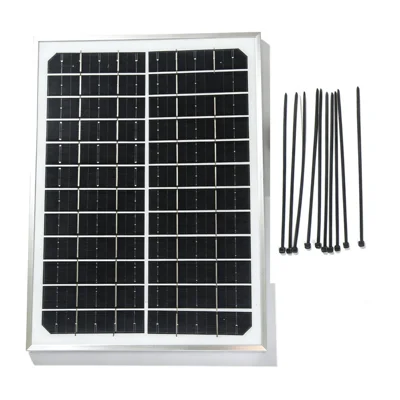 10W 12V Monocrystalline Solar Panel Charger with Alligator Clips 21% Efficiency Aluminum Frame for Outdoor Camping