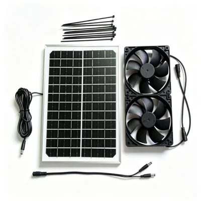 10W 12V Solar Panel Dual 120mm Exhaust Fan for Chicken Cat Pet Coop Cooling Air Circulation
