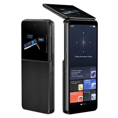 Máquina de Tradução AI T90 com Tela Dupla, Intérprete em Tempo Real com 150 Idiomas, Tradução com Foto Offline, 4G WiFi para Viagens de Negócios - Preto