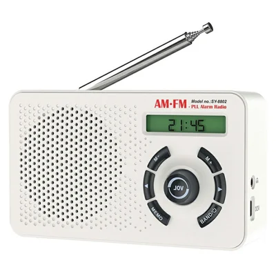 SY-8082 Draagbare Radio AM FM SW PLL Digitale Afstemming 2000mAh Batterij Type-C Opladen Wekker voor Ouderen Studenten - Wit
