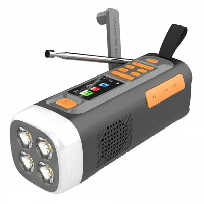 LR-7D Solar Handcrankradio DAB FM Bluetooth 1,47 inch Kleur LCD 4500mAh Powerbank 4W LED Zaklamp voor Buiten Kamperen