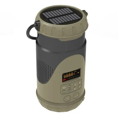 DF-583 Handcrank Zonne-noodradio 5000mAh Powerbank Bluetooth-compatibele Speaker AM / FM Lantaarn SOS voor Buiten Kamperen - Olijfgroen