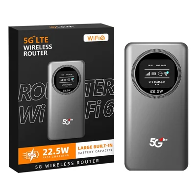 Router Portatile M19-E 5G LTE Dual-Band WiFi 6 con Funzione di Caricamento Rapido 22,5 W, Display OLED e Funzione di Power Bank, Versione Eurasia