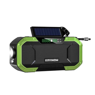 DF-580 Draagbare Noodradio Bluetooth-speaker Zonne-oplader Handmatige Generator LED-licht SOS-alarmsysteem voor Buitenshuis Gebruik - Groen