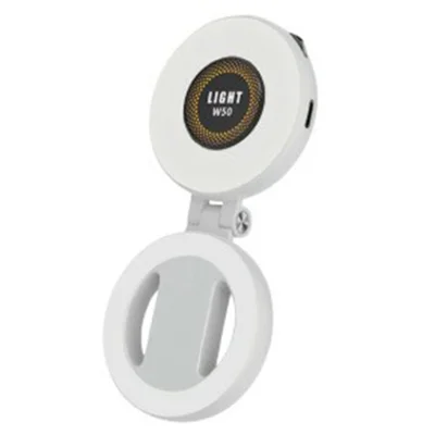 W50 Lumière Anneau 2W 24 LED Batterie 400mAh Chargement Type-C Lumière Réglable 2700-6500K Poche pour Photographie - Blanc