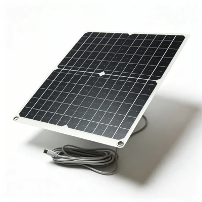 25W 12V Solar Panel Monocrystalline Silicon PET Lamination Type-C Output Portable Charger for Outdoor Security Cameras Water Pumps Fans Lights - Black