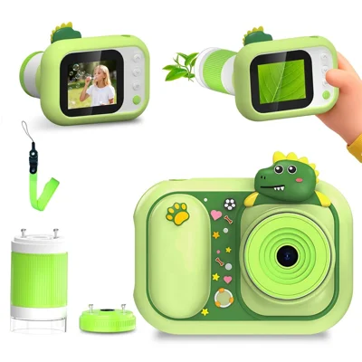 Q1 Digital Microscope Camera 2.4 Inch IPS Screen 1080P HD Recording 8-LED Light for Kids Educational Outdoor Teaching - Green