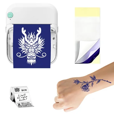 B3 Portable Wireless Bluetooth-compatible Tattoo Transfer Machine 200dpi Thermal Printer 1200mAh Type-C Charging Label Printer - Blue