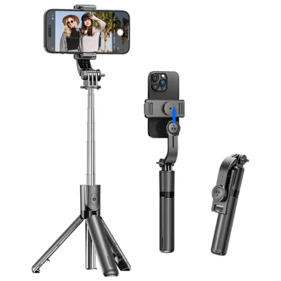 F01 Bluetooth-compatible 5.2 Wireless Remote Control Tripod Selfie Stick 6-Section Telescopic 360 Degree Rotation for Android iOS - Black
