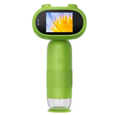 Microscopio Digitale CM4 Fotocamera 500X-1000X, Schermo IPS da 2 Pollici, 8 Luci LED Regolabili, Video 1080P, Acquisizione Foto, con 6 Vetrini per Campioni - Verde
