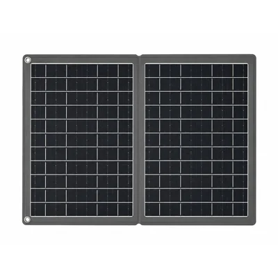 Panel Solar de 20 W, Cargador Plegable con 2 Puertos USB-A + Type-C, Salida de 5 V para Acampar al Aire Libre y Cargar Teléfonos - Negro