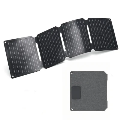Panel Solar Monocristalino Plegable Portátil de 36 W con Salida USB + Tipo C, Carga de 5 V / 9 V / 12 V para Acampada al Aire Libre - Negro