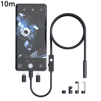 W400 10m 8mm Industriële Endoscoop 1080P HD IP67 Waterdichte 8 LED's Enkel Lens Borstelscoop Camera voor Buizinpectie - Zwart