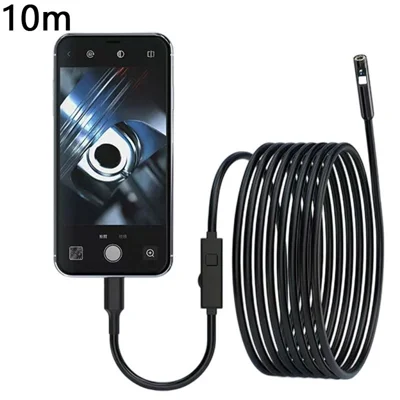 W400 10m 8mm Dubbele Lens Endoscoop Camera 1080P 8 LED's IP67 Waterdicht 3-in-1 Borenslang voor Buizinpectie - Zwart