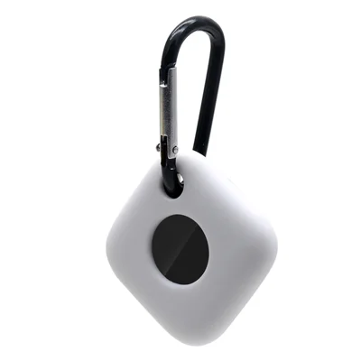 For Tile Mate (2022) Bluetooth-compatible Tracker Protective Cover Sleeve Anti-scratch Silicone Case with Anti-lost Buckle - White